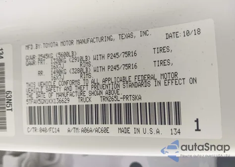 2019 Toyota Tacoma Sr5 from USA, damaged, VIN 5TFAX5GN1KX136629